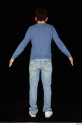 Whole Body Man White Sweatshirt Jeans Slim Standing Studio photo references